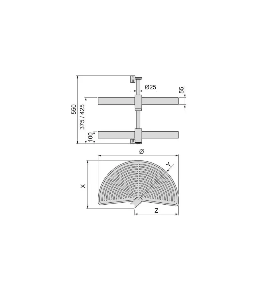 Cestello girevole mezza luna bianco, per moduli 80 cm